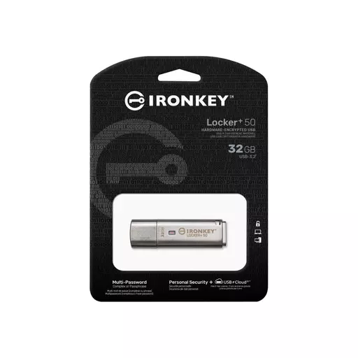 Kingston Technology IronKey Locker+ 50 USB flash drive 32 GB USB Type-A 3.2 Gen 1 (3.1 Gen 1) Silver