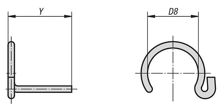 Retaining Clip For Spherical Seat. 8mm Diameter.