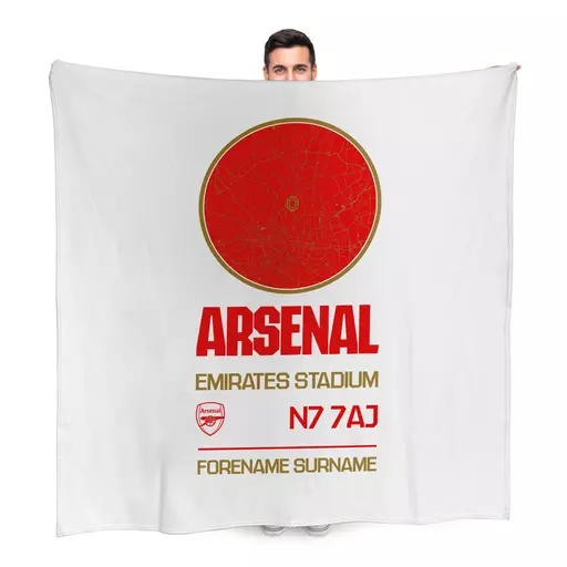 Arsenal FC Map White Fleece Blanket