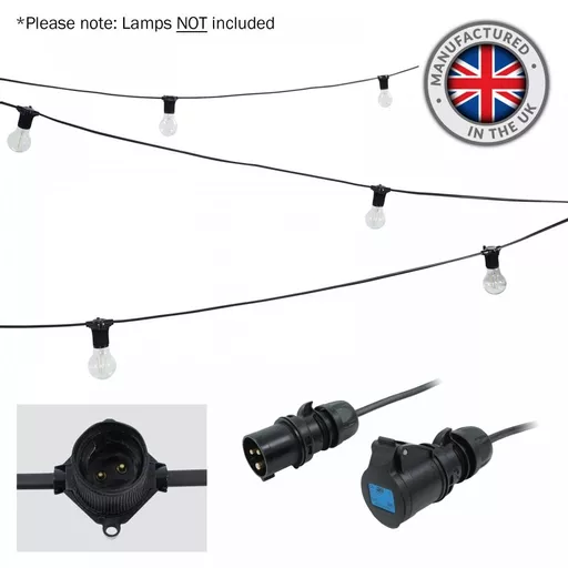 PCE 50m BC Festoon 3m Spacing with 16A Plug & Socket