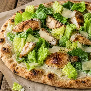 Warm chicken caesar flatbread