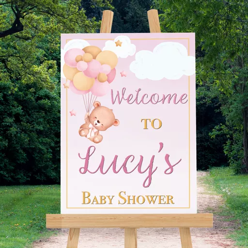 Personalised Pink Baby Shower Welcome Sign