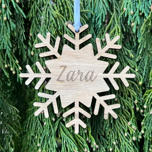 Personalised Wooden Snowflake Tree Decoration