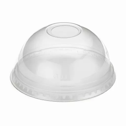 12OZ CLEAR RPET DOMED COLD CUP LID WITH HOLE - (1X1000)