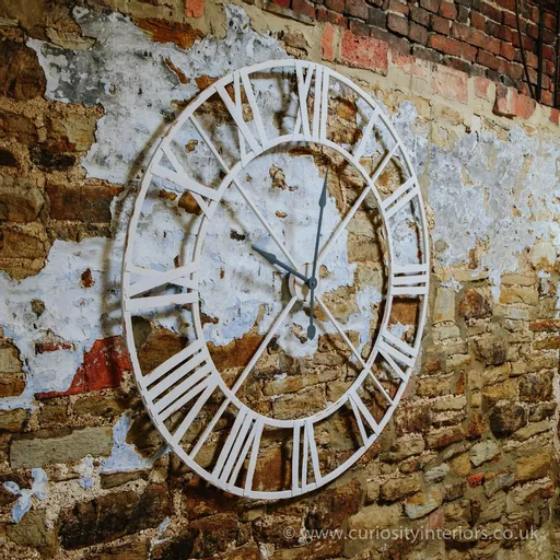 White Large Iron Wall Clock