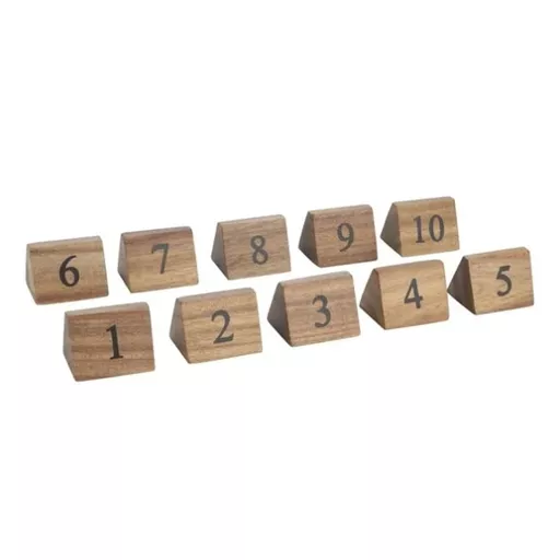 ACACIA WOOD TABLE NUMBER SIGNS 35mm x 55mm NUMBERS 1-10