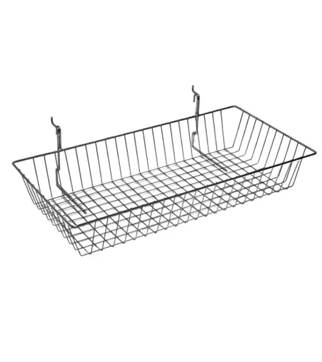 Chrome Wire Basket for Slatwall & Gridwall - 60cm x 30cm x 10cm