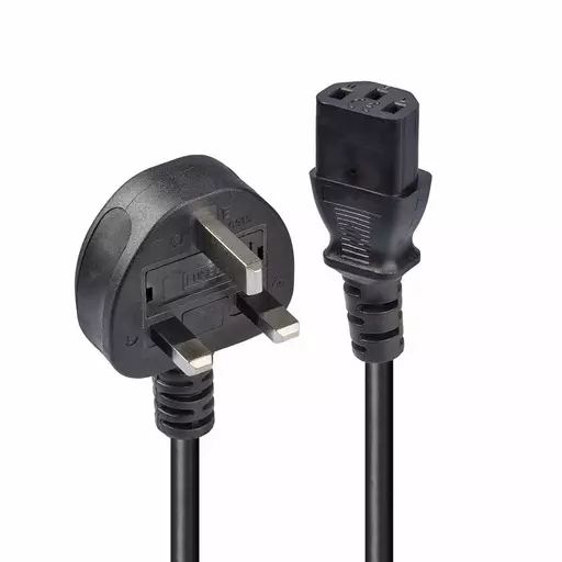 Lindy 0.2m UK 3 Pin Plug To IEC C13 Mains Power Cable, Black