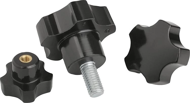 K0185 - Five Lobe Knobs In Plastic Parts In Steel Size M5-M10