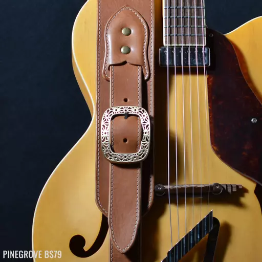 BS79 Leather Guitar Strap With Buckle - tan