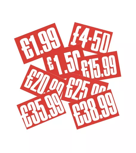 Sterling Price Display Card Red & White - 250mm x 200mm