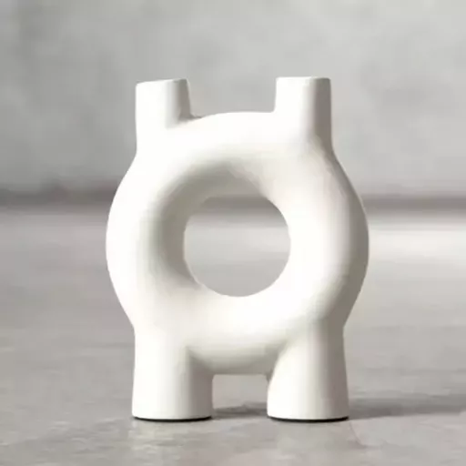 Abstract Candle Holder, Marisa, Matt Cream