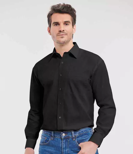 Russell Collection Long Sleeve Easy Care Cotton Poplin Shirt