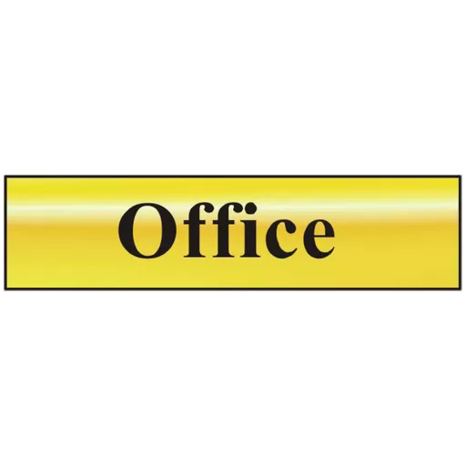 ASEC `Office` 200mm x 50mm Gold Self Adhesive Sign