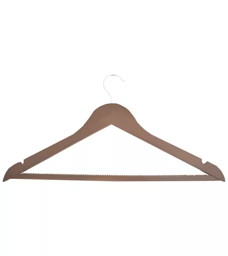Walnut Flat Hanger with Trouser Grip Bar - 445mm- Box of 50