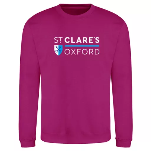 StClaresOxford_LeisureSweatshirt_FestivalFuchsia_Front.png