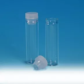 Specimen Tube, Flat Bottom With Polythene Stoppers 100x25mm Pk100