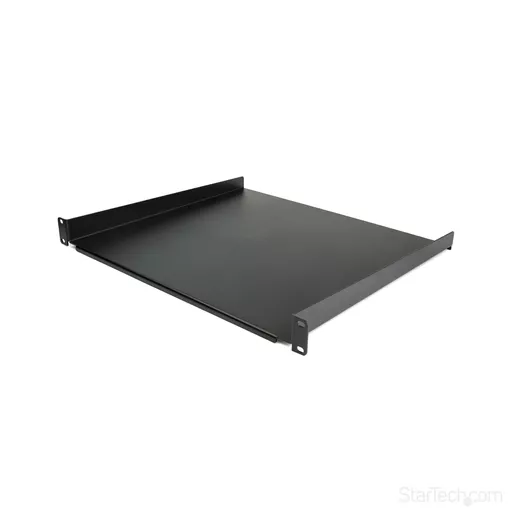 StarTech.com 1U Server Rack Shelf - Universal Rack Mount Cantilever Shelf for 19" Network Equipment Rack & Cabinet - Heavy Duty Steel – Weight Capacity 44lb/20kg - 16" Deep Tray, Black