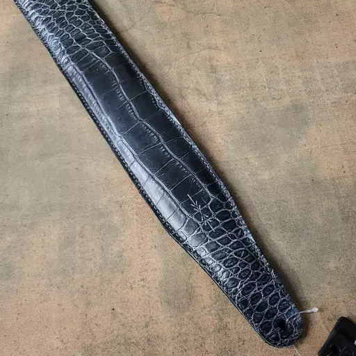 SOLD! BS63 Black Croc-effect Padded Guitar Strap