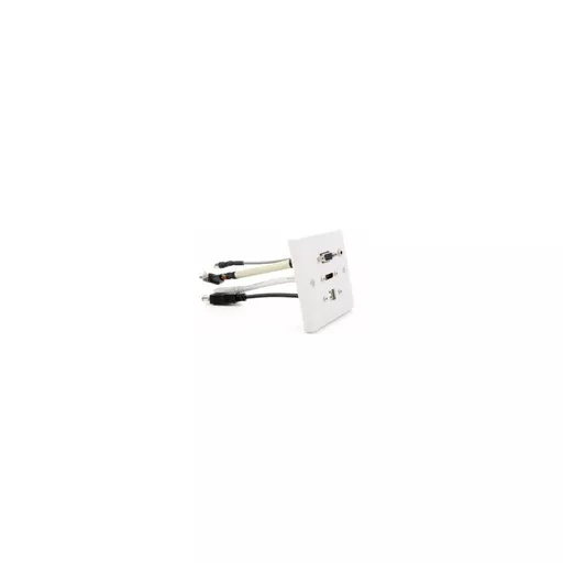 White Single Gang  HDMI, VGA, USB-B and 3.5mm Audio Wall Plate (Fly lead couplers)