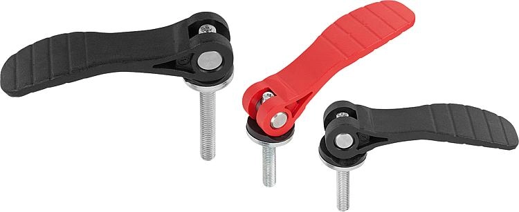 K0648 Adjustable Cam Levers With Plastic Handles & Stainless Steel Threads M5-M10
