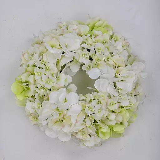 White & Green Hydrangea Wreath, Small