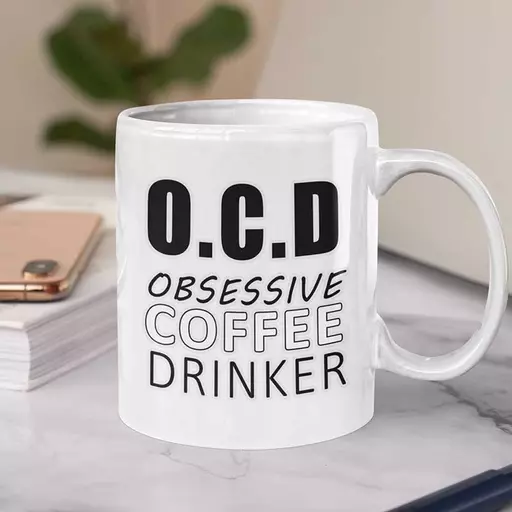 Personalised 'OCD: Obsessive Coffee Drinker' Funny Text Mug
