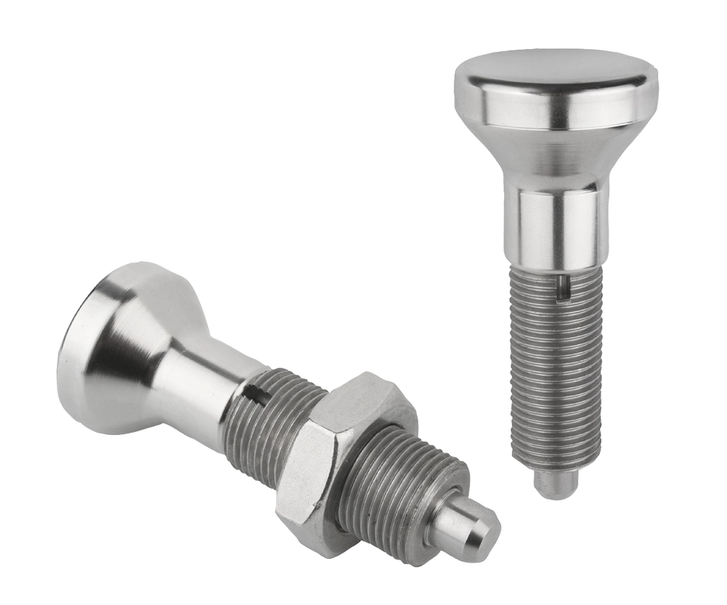 K0634 Inch - Indexing Plungers Without Collar In Stainless Steel With Mushroom Grip
