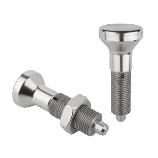 K0634 Inch - Indexing Plungers Without Collar In Stainless Steel With Mushroom Grip