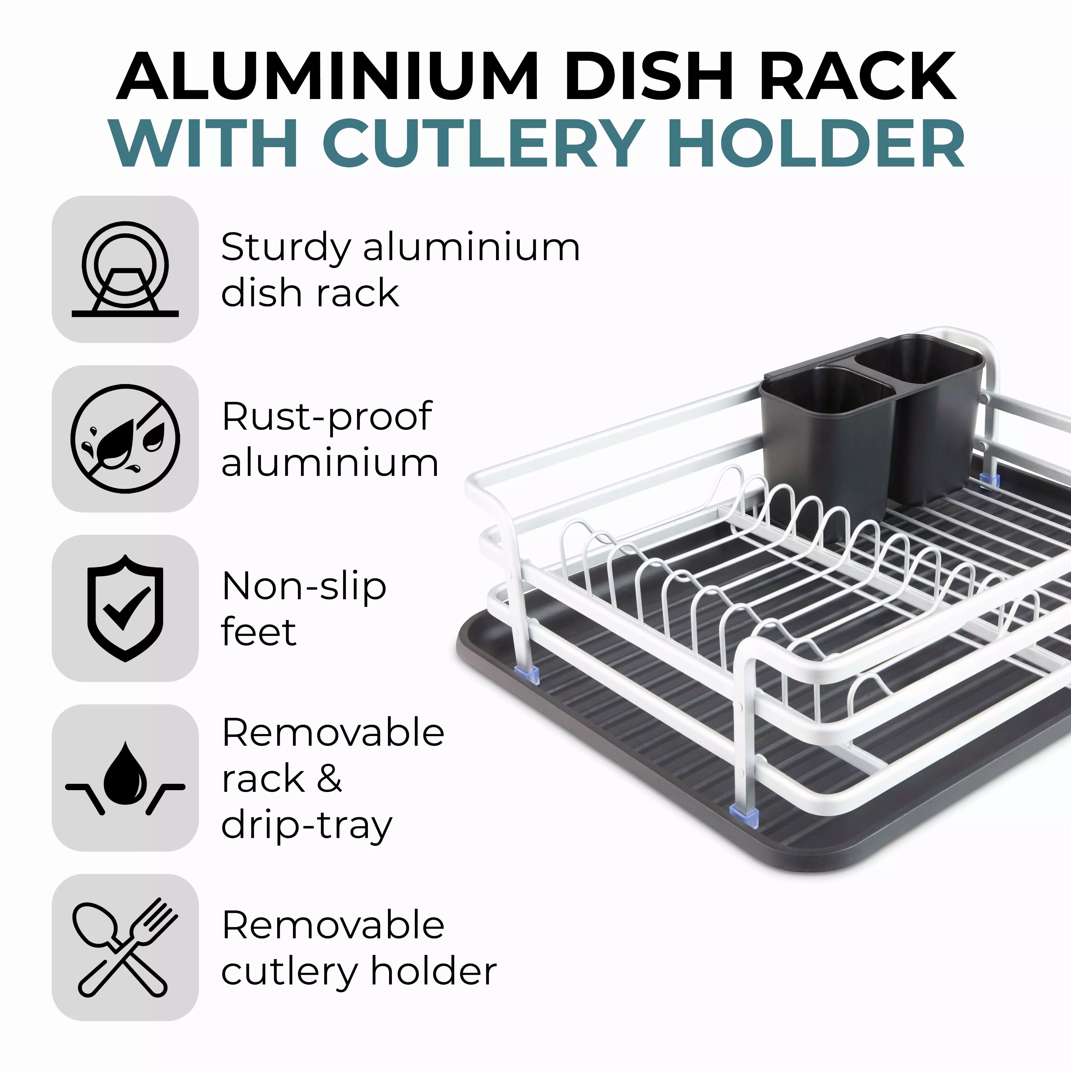 Aluminium Dish Rack Utility Tower Housewares