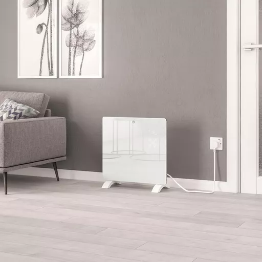 Cortona 555 x 520 Glass Fronted Electric Radiator 1000W White
