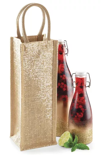 Shimmer Jute Bottle Bag