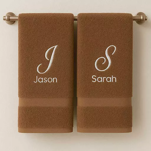 Personalised Name & Initial Couple Embroidered Towels