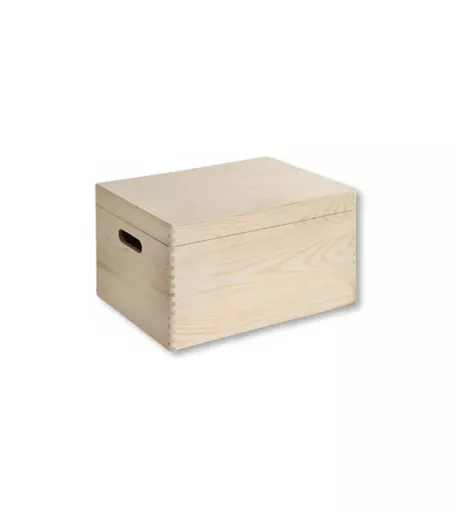 Pine Wood Storage Box With Lid - 390mm x 290mm x 230mm