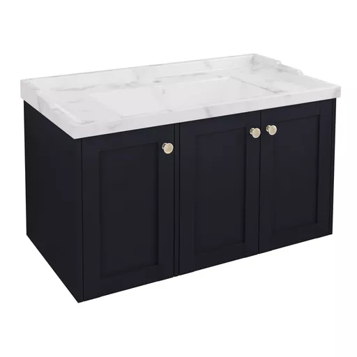 Hardwick 90CM 3 Door Square Wall Hung Basin Vanity Unit - Anthracite