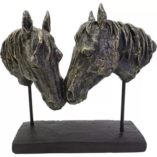Nuzzling Bay Horse Head Sculpture