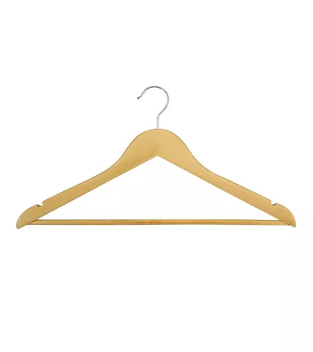 Natural Wishbone Eucalyptus Wood Hangers with Trouser Bar - 440mm - Box of 100