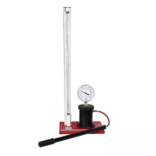 Boyle's law apparatus with Bourdon gauge, calibrated, complete with oil, pump and pressure tubing