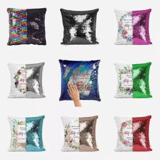 Personalised Sequin Magic Cushion  Collage 