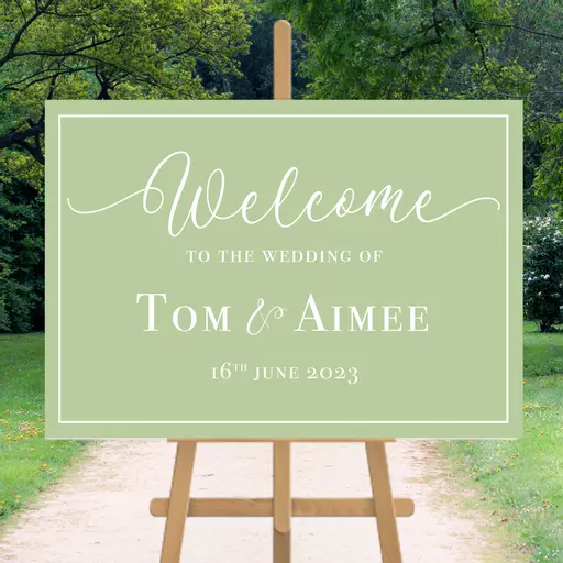 Personalised Wedding Welcome Sign Green