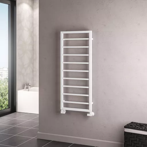 Ryton 1200 x 500mm. Towel Rail Matt White