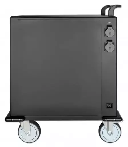 Manhattan Charging Cabinet/Cart via USB-C x32 Devices, Trolley, Power Delivery 18W per port (576W total), Suitable for iPads/other tablets/phones/smaller chromebooks, Bays 330x22x235mm, Device charging cables not included, Lockable (PIN code), EU & UK pow