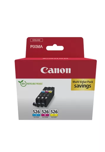 Canon 4541B019/CLI-526 Ink cartridge multi pack C,M,Y Blister with security, 3x450 pages ISO/IEC 24711 9ml Pack=3 for Canon Pixma IP 4850/MG 5350/MG 6150/MG 6250/MX 885