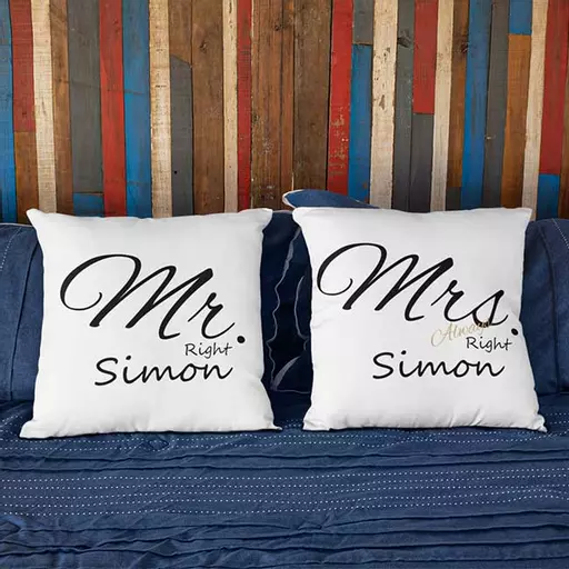 Mr Right and Mrs Always Right - Personalised Couple Cushion Covers