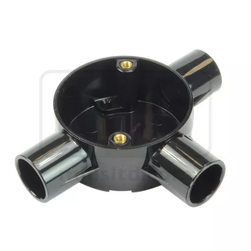 Marshall-Tufflex Round PVC Conduit 3 Way Tee Box - Black