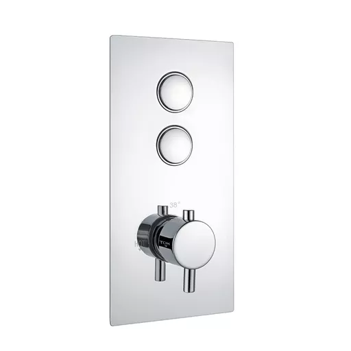 Concealed Thermostatic Shower Valve with Double Round Push Button - Chrome