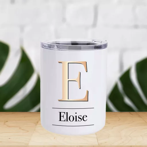 Initial & Name Lowball Tumbler Blue, Gold Silver or Pink