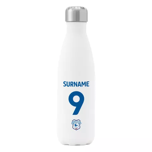 Cardiff City FC Back of Shirt Insulated Water Bottle - White