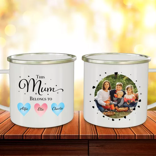 Personalised This Mum Belongs to Enamel Mug