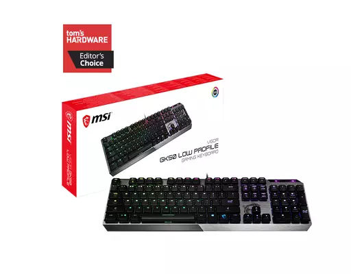 MSI VIGOR GK50 LOW PROFILE Mechanical Gaming Keyboard 'UK-Layout, KAILH Low-Profile Switches, Multi-Layer RGB LED Backlit, Tactile, Floating Key Design'